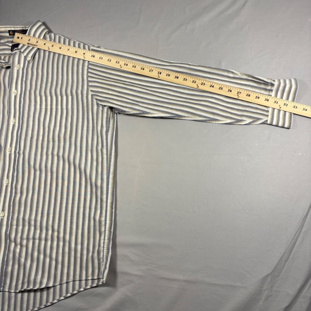 Arrow Company Mens 16 32/33 Striped Oxford Shirt Button Down Blue Vintage USA - Picture 6 of 7